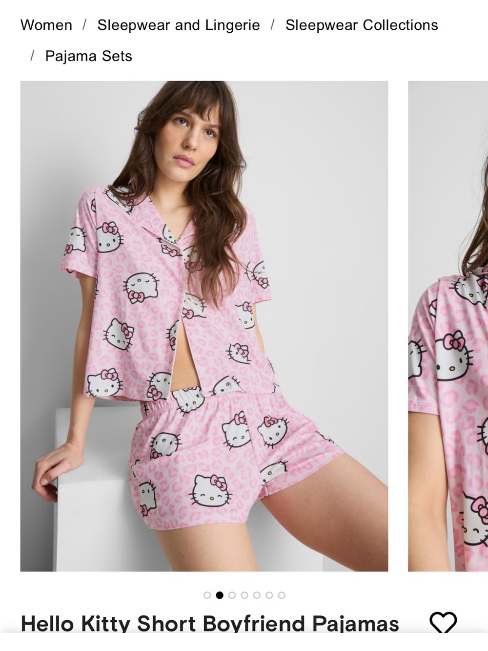 Hello Kitty Pink cheetah Short Boyfriend Pajama Set